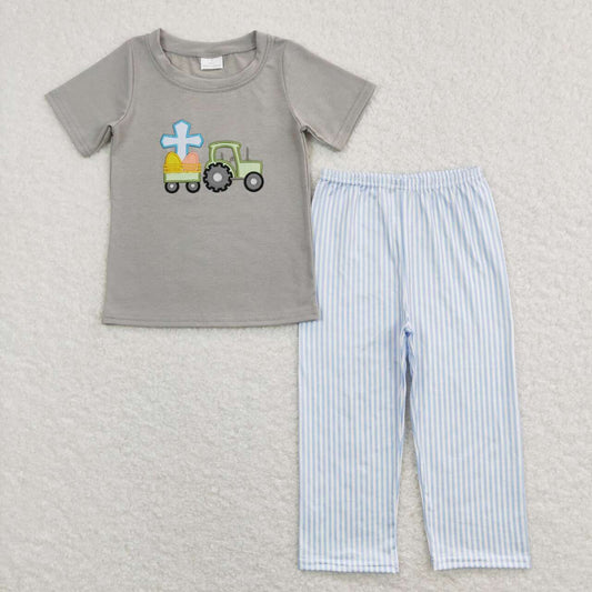 Boys Easter Cross Striped Pants Set