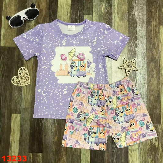 Blue Dog Beach Fun Shorts Set