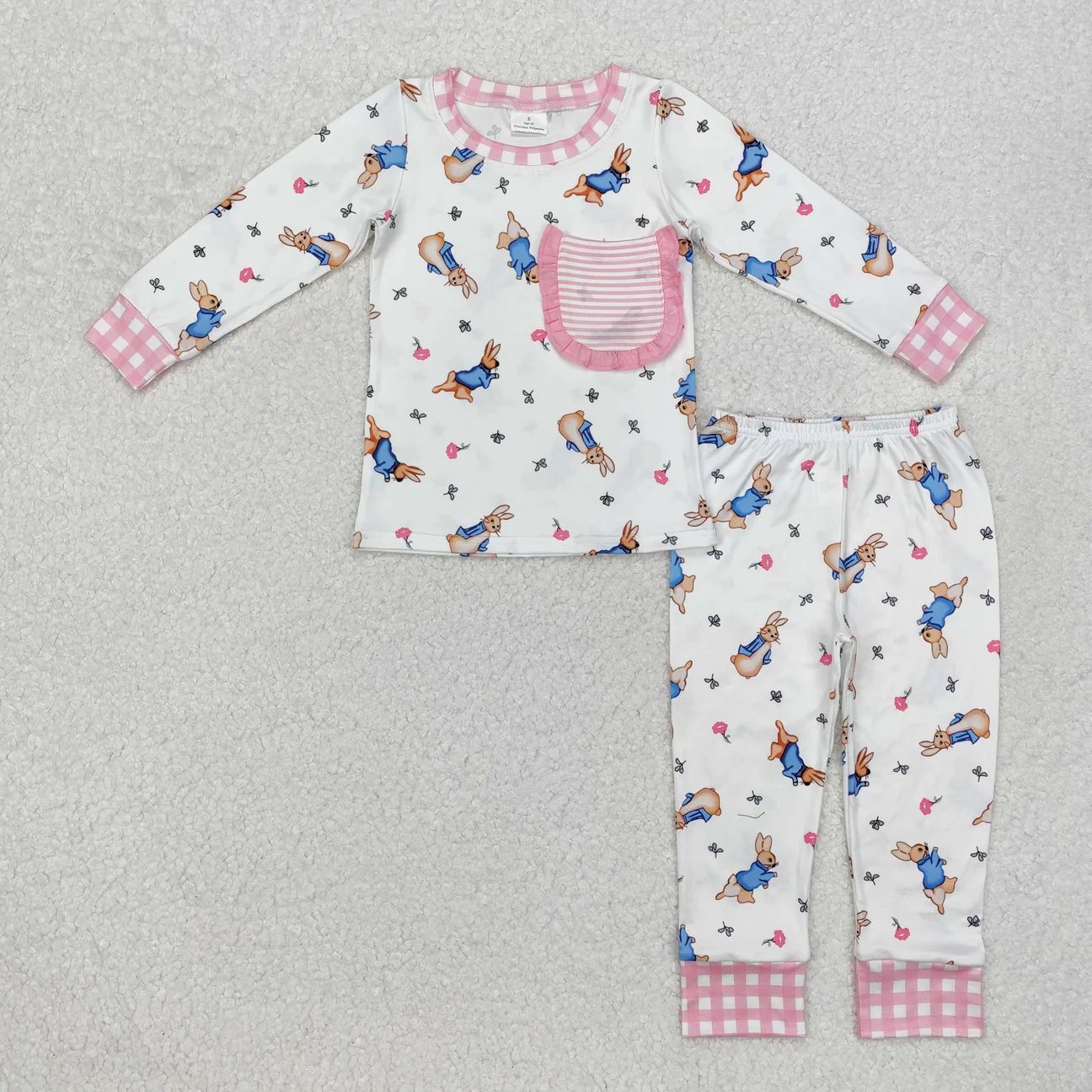 Pink Gingham Bunny Pajama Set