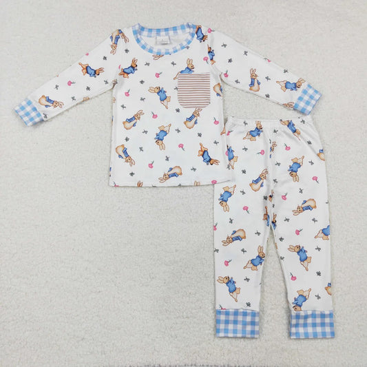 Blue Gingham Bunny Pajama Set