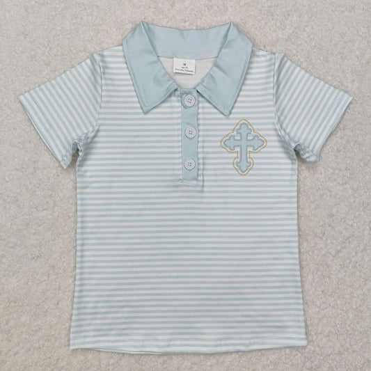 Blue Striped Cross Polo