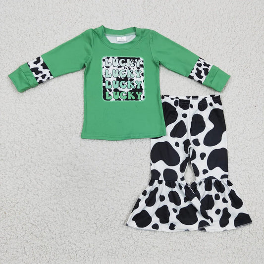 Lucky Cow Print Pants Set