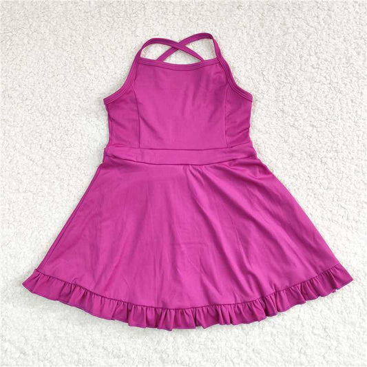 Magenta Ruffle Yoga Dress