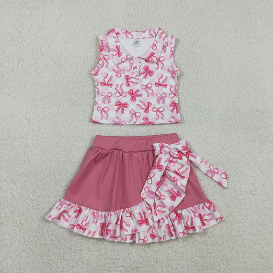 Pink Coquette Ruffle Skort Yoga Set