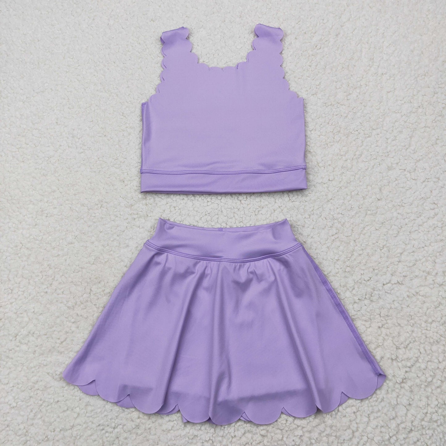 Purple Scalloped Yoga Set