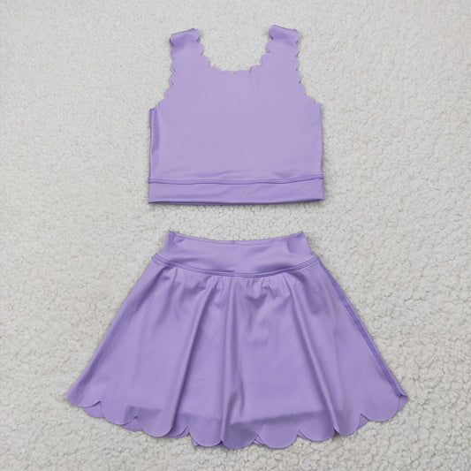Purple Scalloped Yoga Set