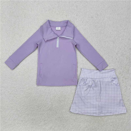 Purple Gingham Yoga Set