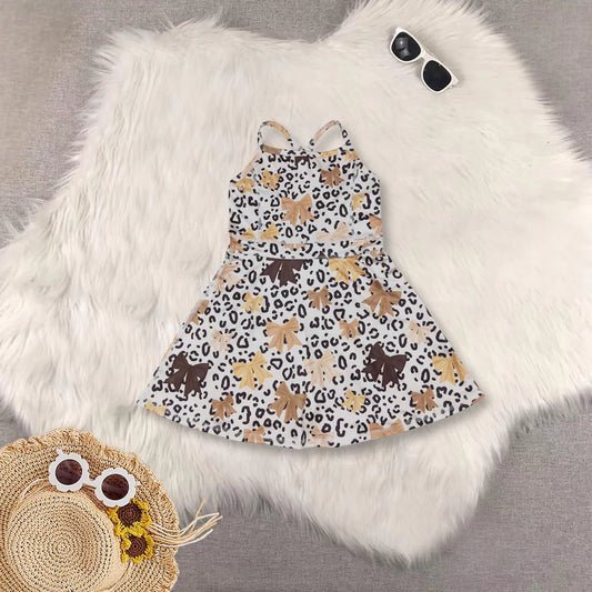 Brown Cheetah Print Coquette Yoga Dress