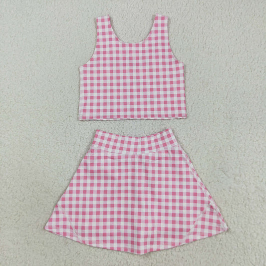 Pink Gingham Yoga Set