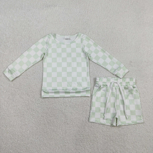 Green Checkered Shorts Set