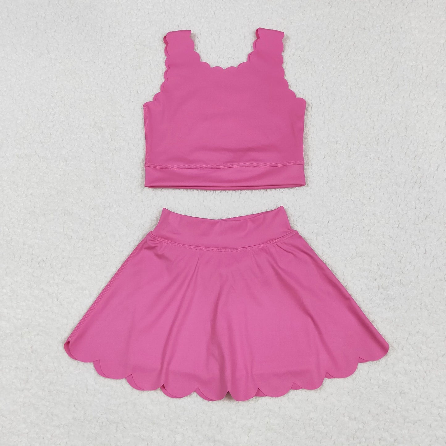 Pink Scalloped Yoga Set