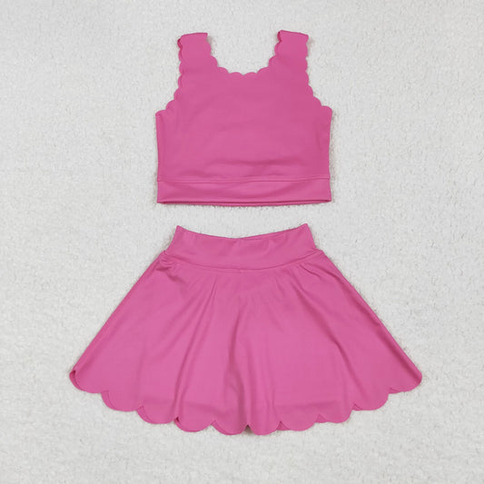 Pink Scalloped Yoga Set