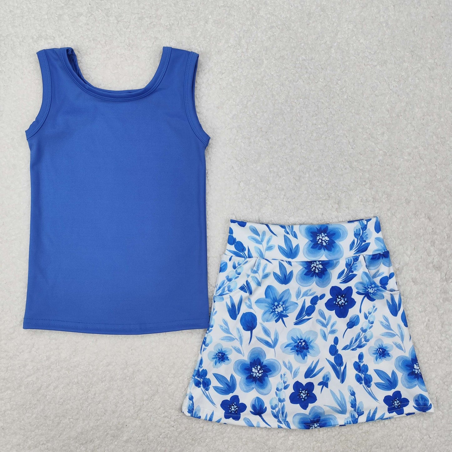 Blue Floral Yoga Set