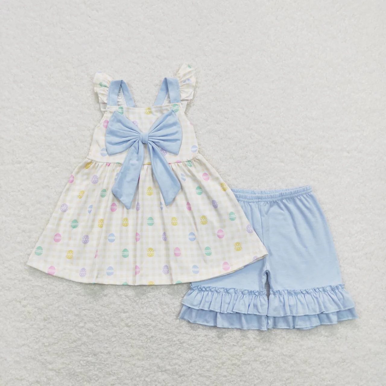 Easter Egg Bow Shorts Set