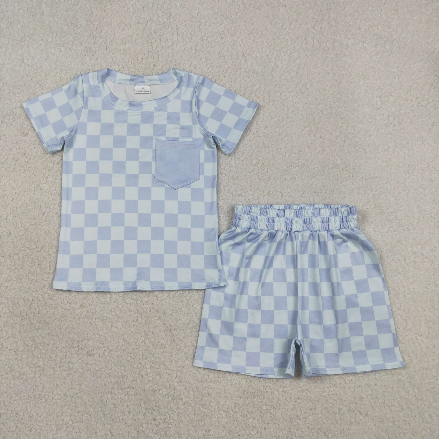 Gray Checkered Shorts Set