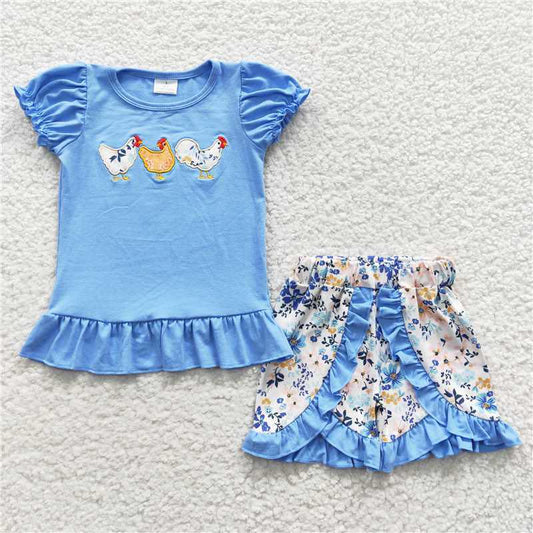 Three Little Chickens Ruffle Shorts Set