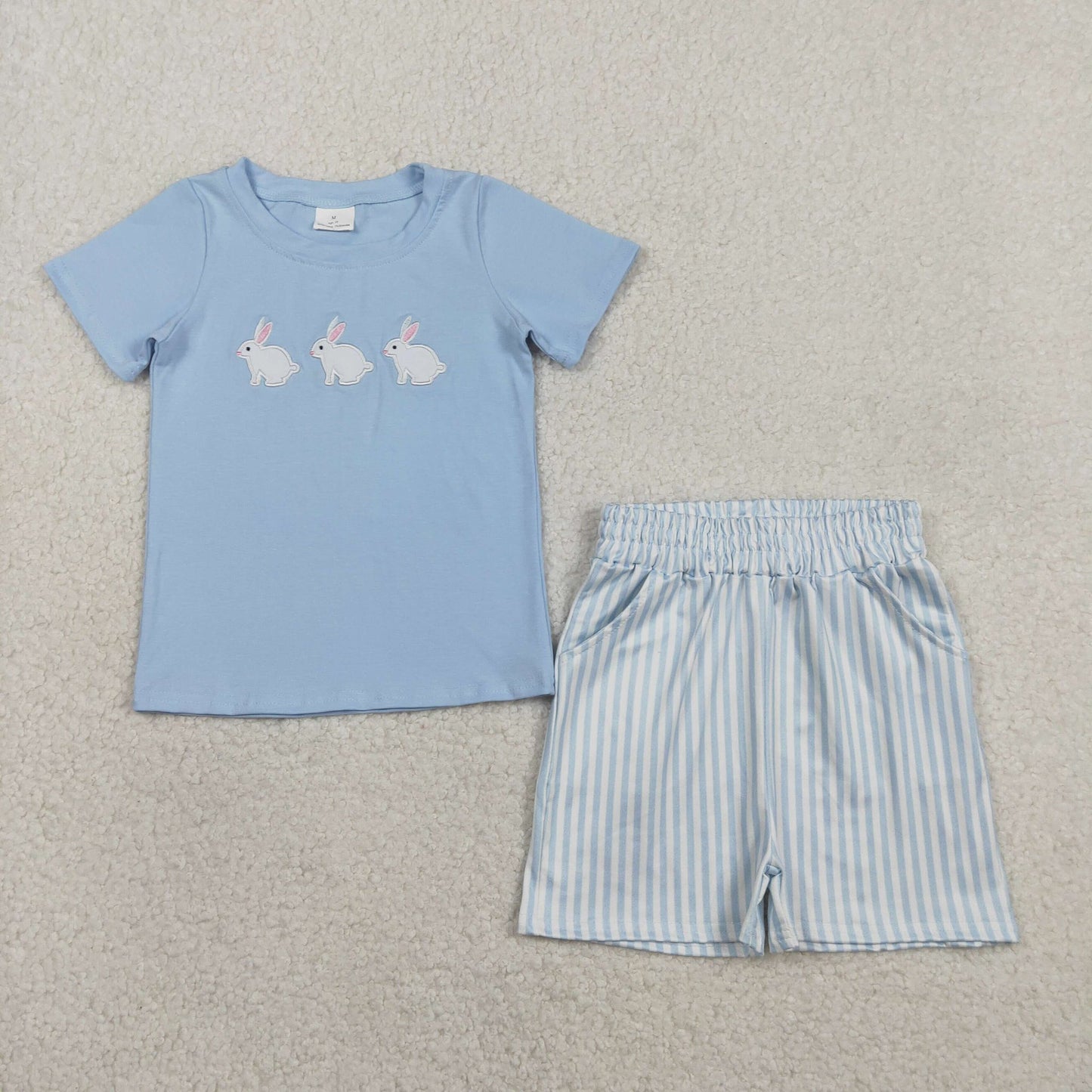 Easter Bunny Striped Shorts Set