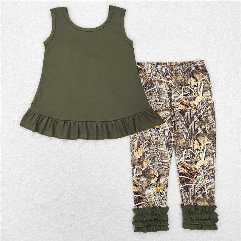 Ruffle Camo Peplum Pants Set