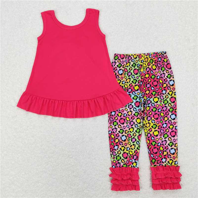 Ruffle Peplum Cheetah Pants Set