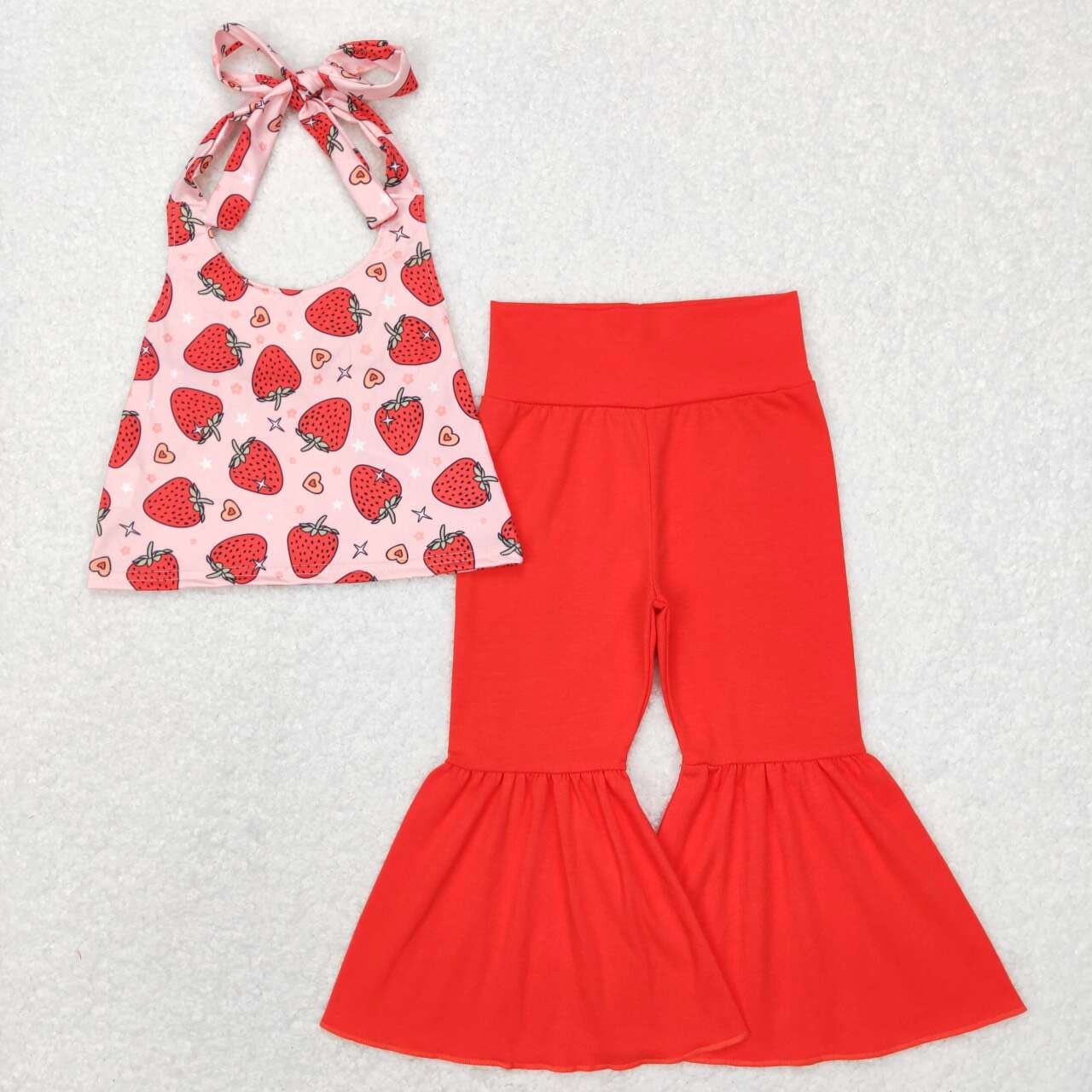 Strawberry Bell Bottom Pants Set