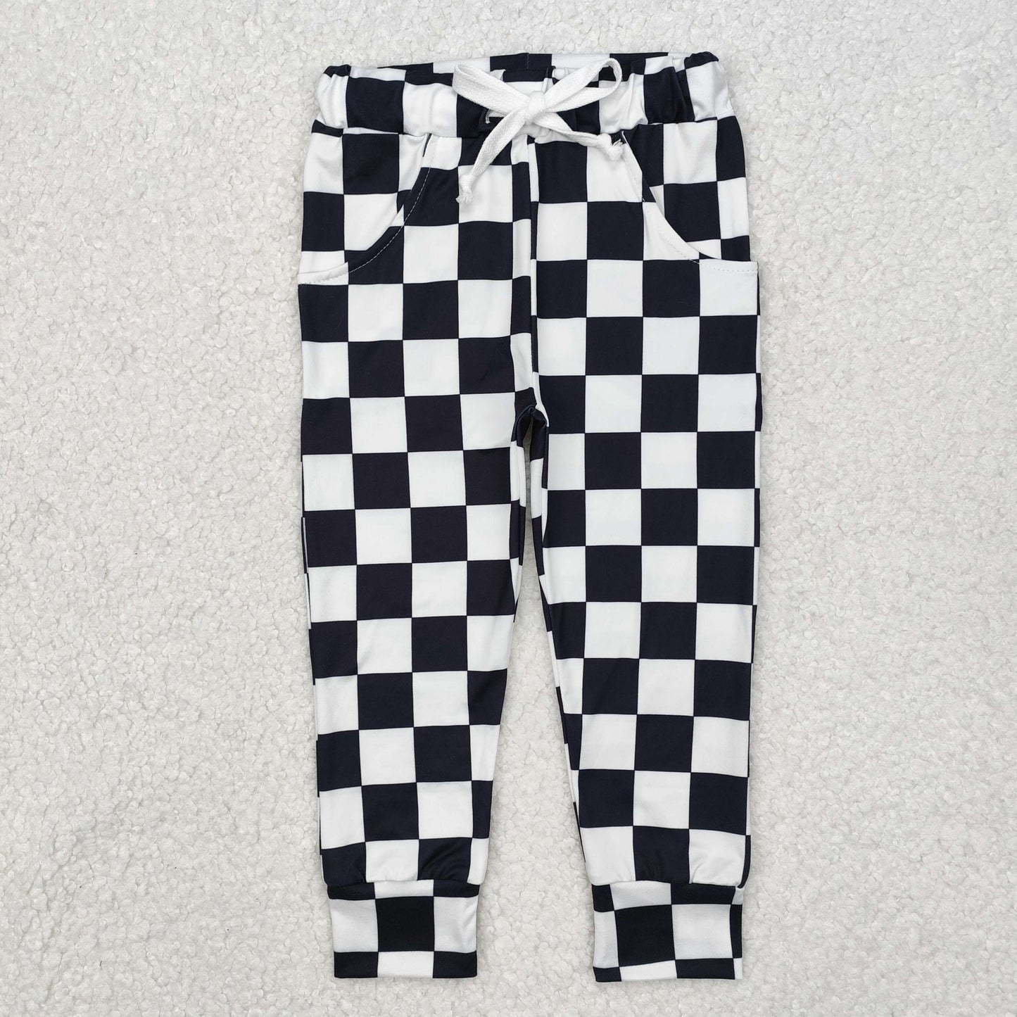Black and White Checkered Jogger Pants