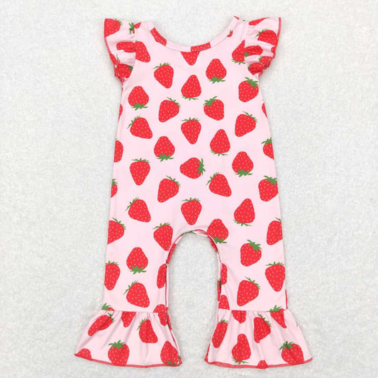 Strawberry Flutter Sleeve Romper