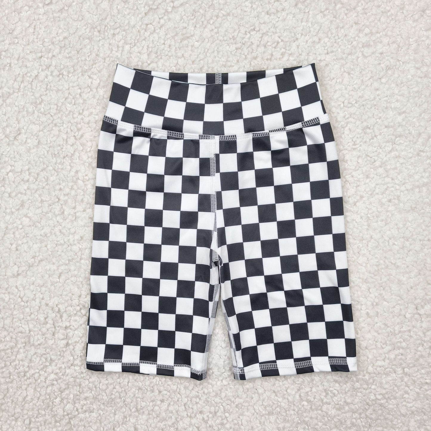 Black and White Checkered Biker Shorts