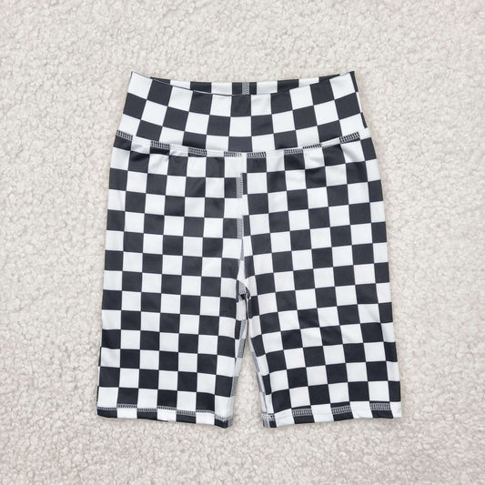 Black and White Checkered Biker Shorts