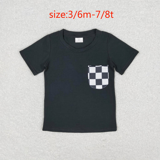 Black and White Checkered Pocket Tee