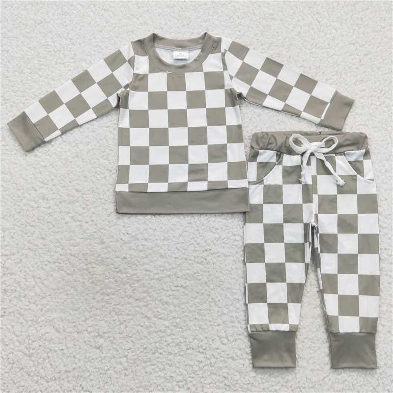 Gray Checkered Jogger Set