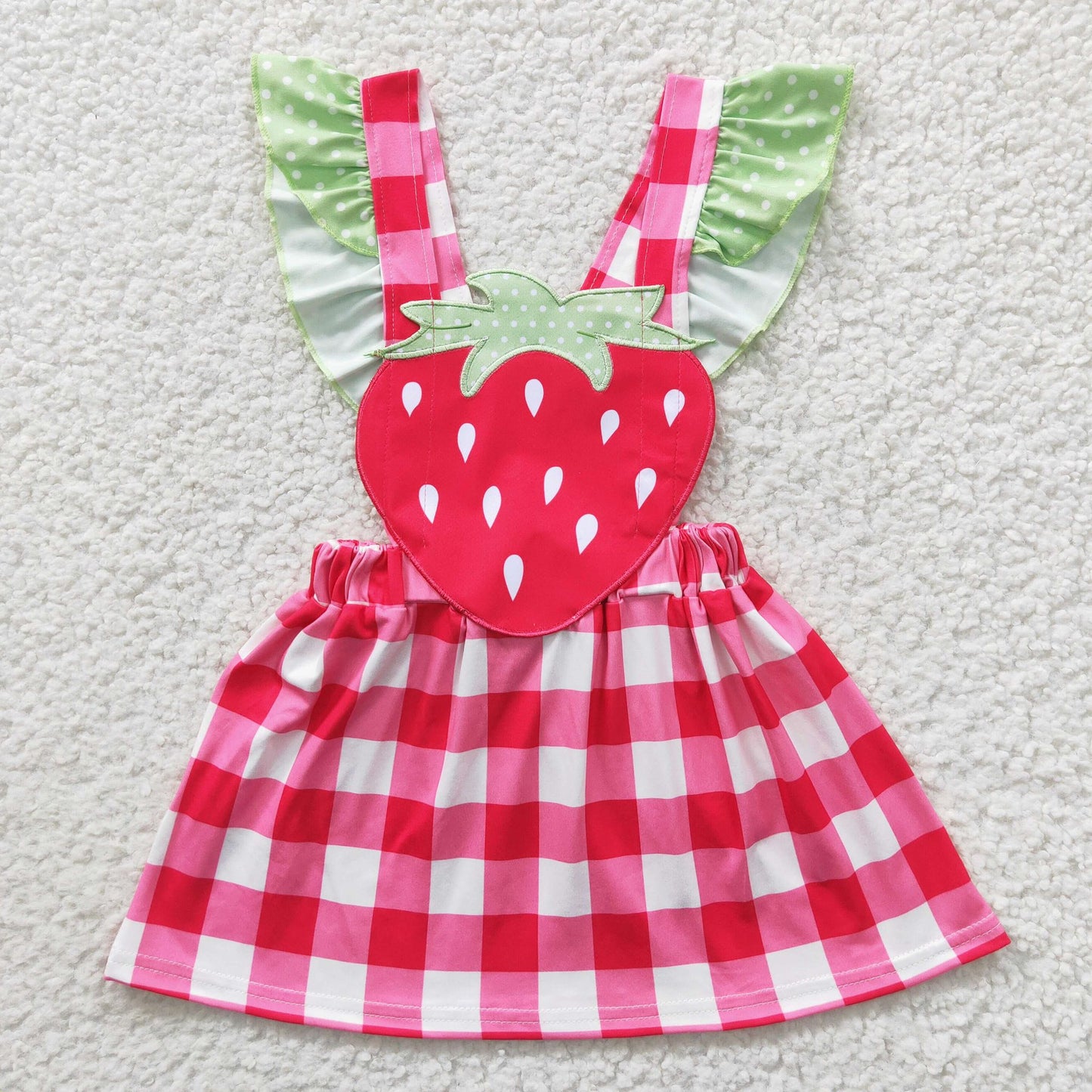 Gingham Strawberry Applique Dress