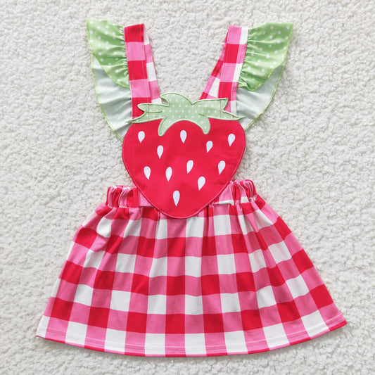 Gingham Strawberry Applique Dress