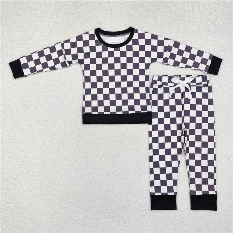 Black Checkered Jogger Set