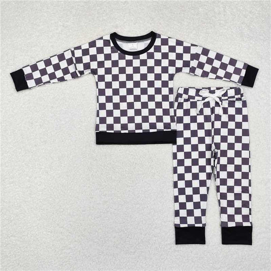 Black Checkered Jogger Set