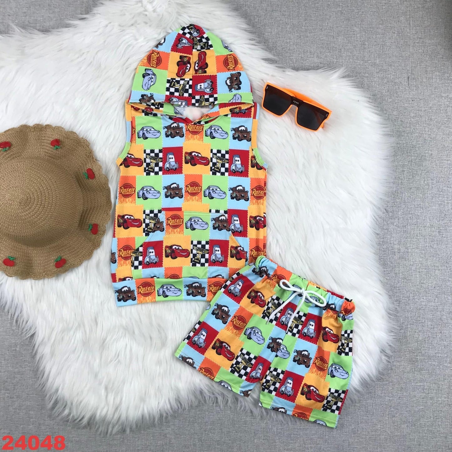 Race Car Hooded Shorts Set