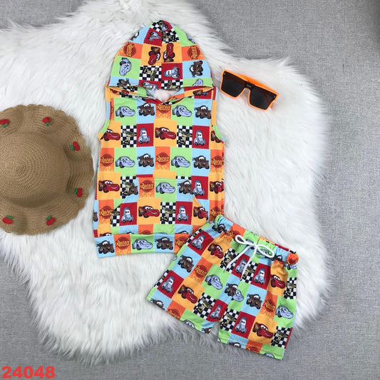 Race Car Hooded Shorts Set