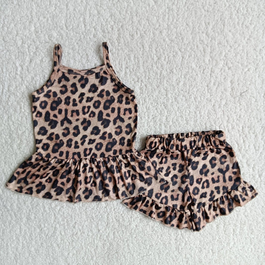 Cheetah Print Ruffle Shorts Set