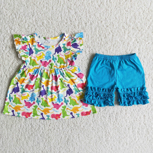 Dinosaur Ruffle Shorts Set