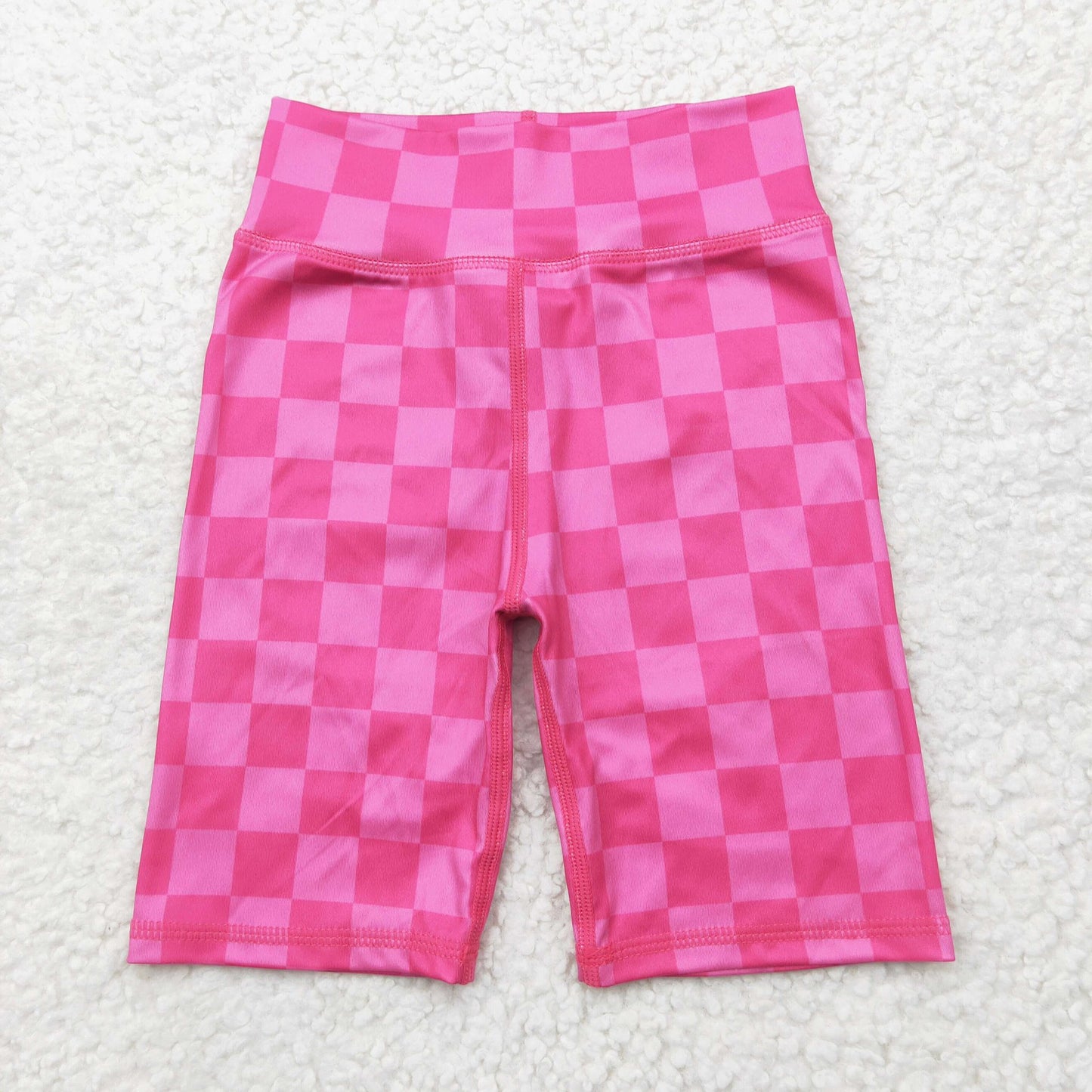 Hot Pink Checkered Biker Shorts