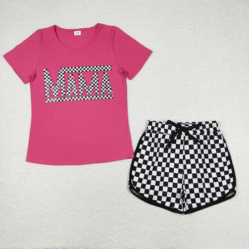 Mama Checkered Shorts Set
