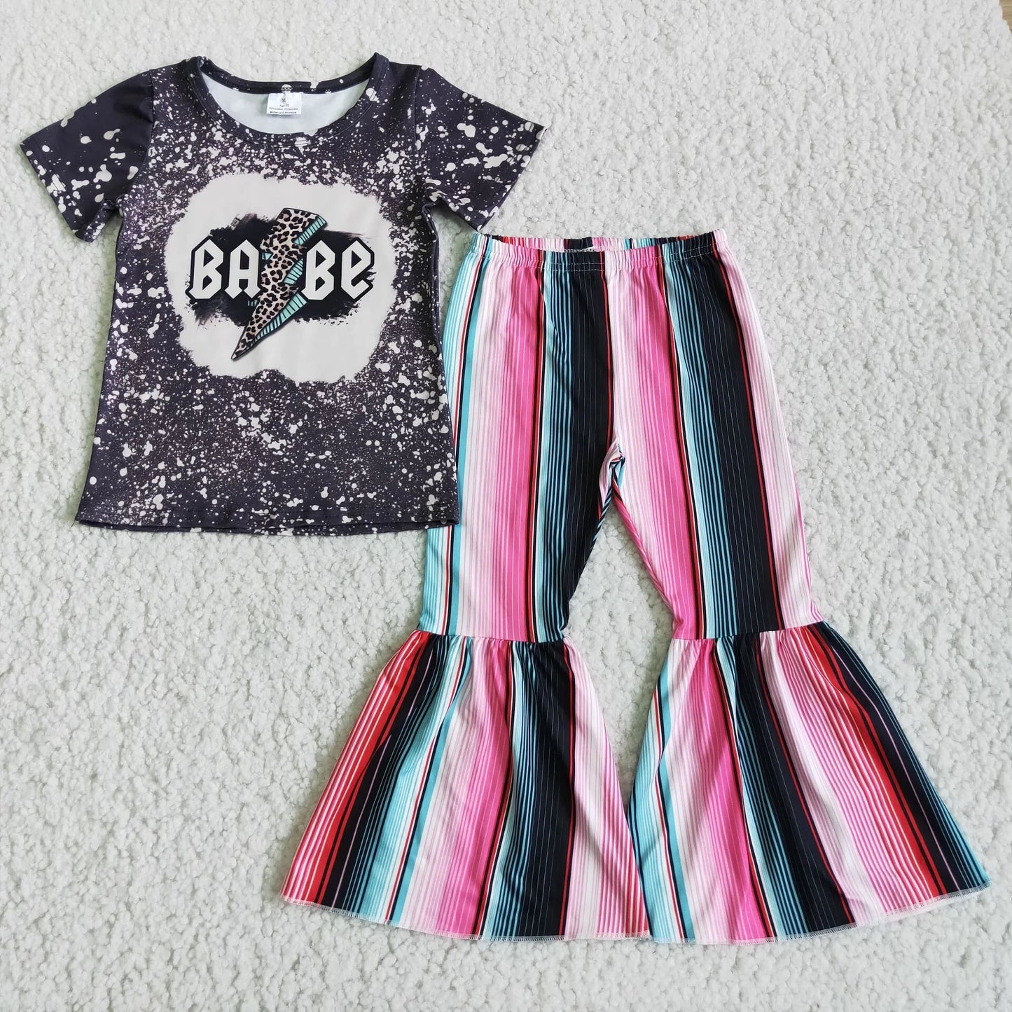Babe Striped Bell Bottom Set
