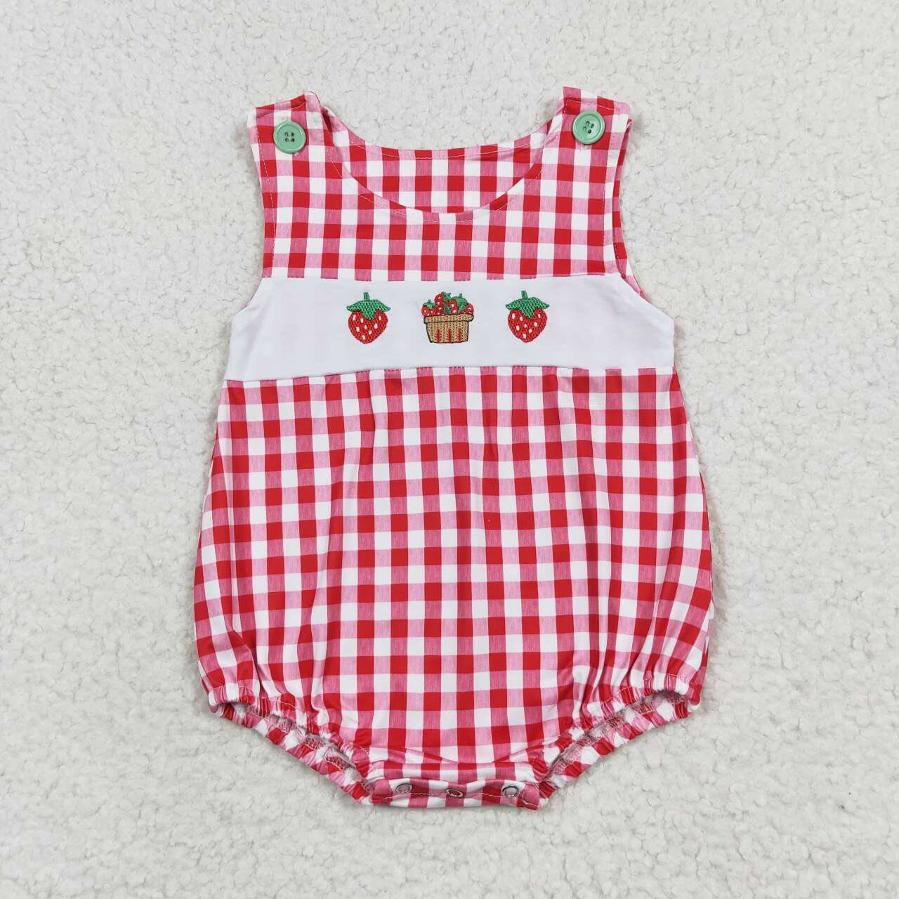 Gingham Strawberry Romper
