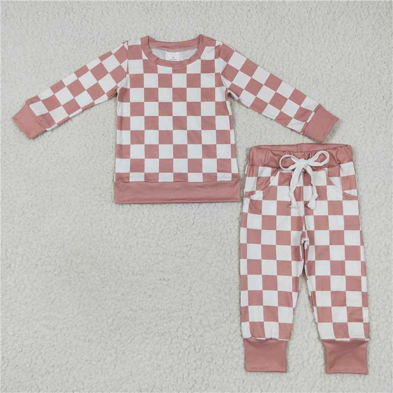 Pink Checkered Jogger Set