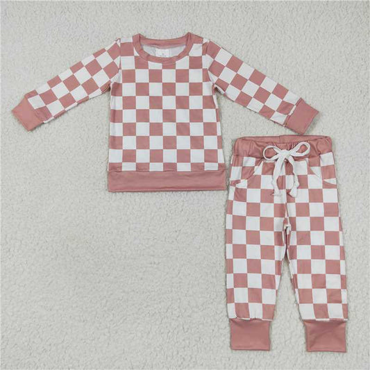 Pink Checkered Jogger Set