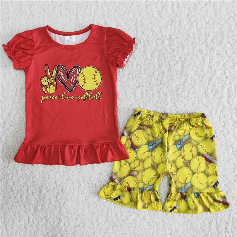 Peace Love Softball Shorts Set
