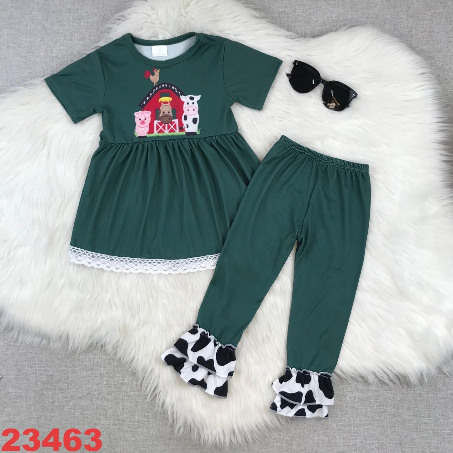 Farm Animal Ruffle Pants Set