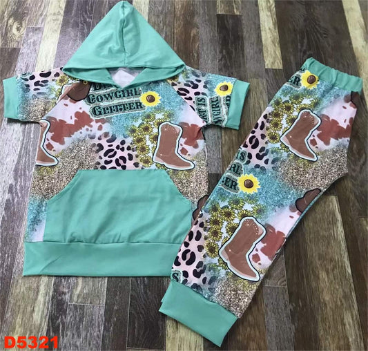 Cowgirl Glitter Hooded Jogger Set