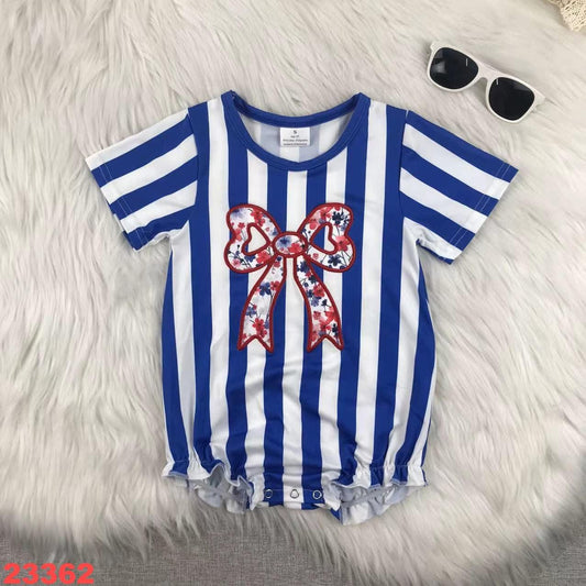 Floral Coquette Striped Romper