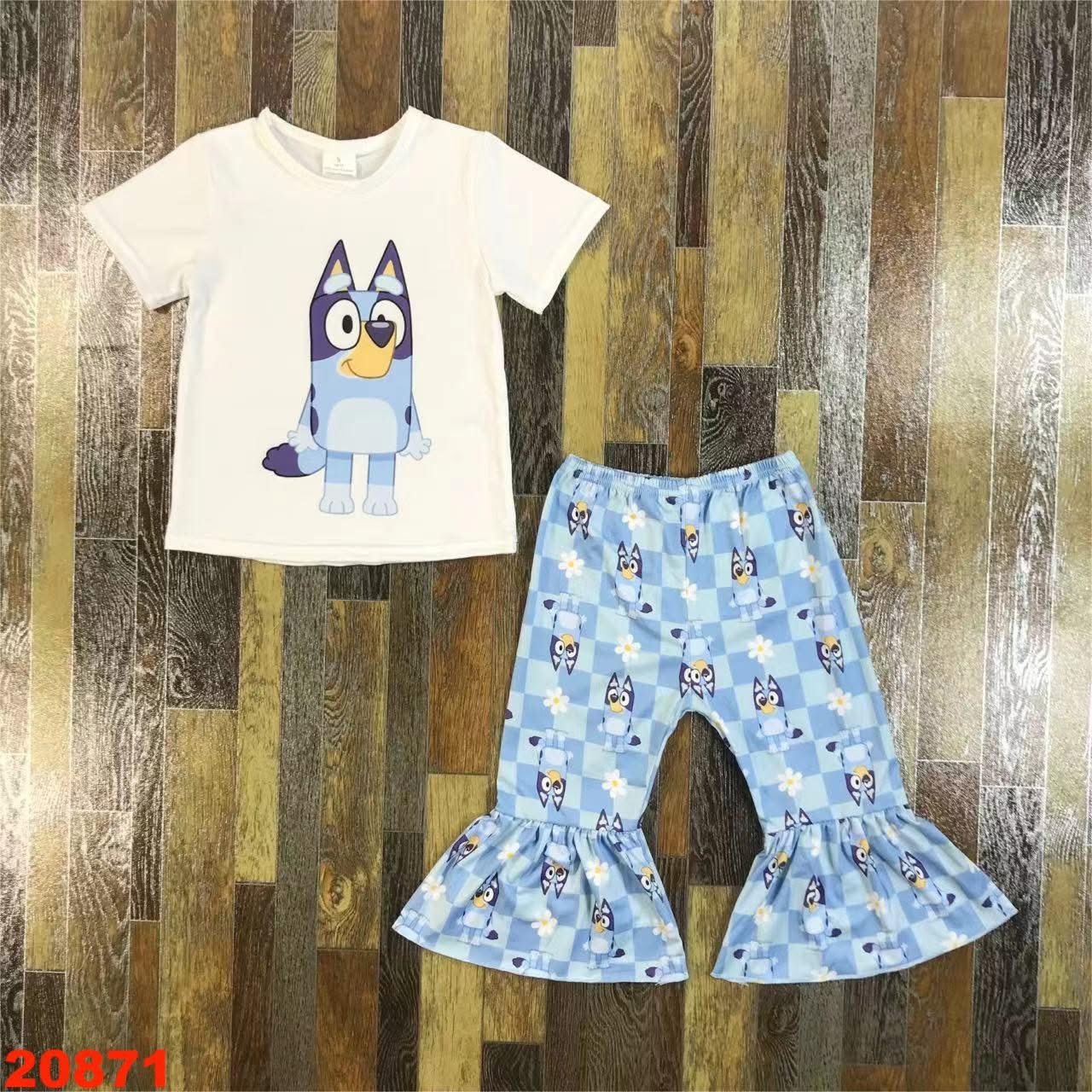 Blue Dog Daisy Pants Set