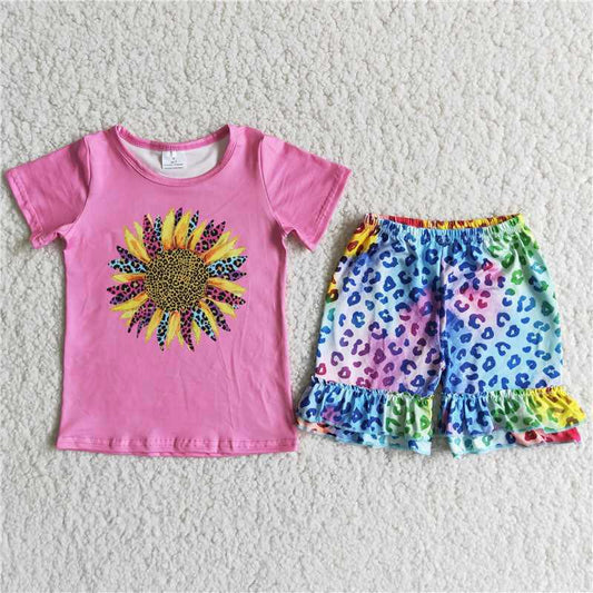 Sunflower Cheetah Ruffle Shorts Set